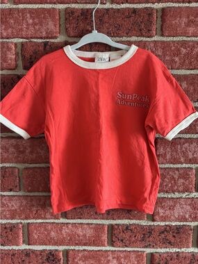 ZARA Red Short-Sleeve 'SunPeak Adventures' Ringer Tee with Cream Trim 3T